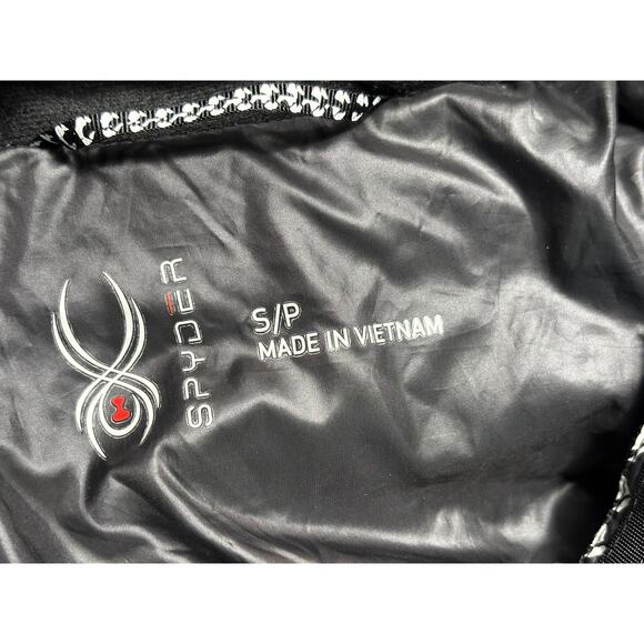 Spyder Down Jacket Womens Small Black White Hooded Puffer Pockets F15 185113 - Picture 4 of 9